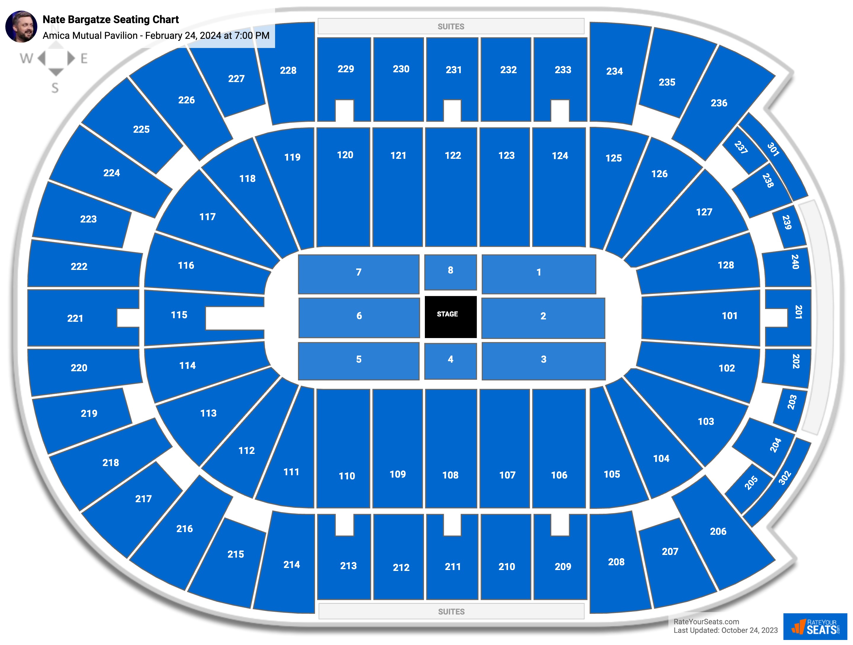 Nate Bargatze seating chart Amica Mutual Pavilion