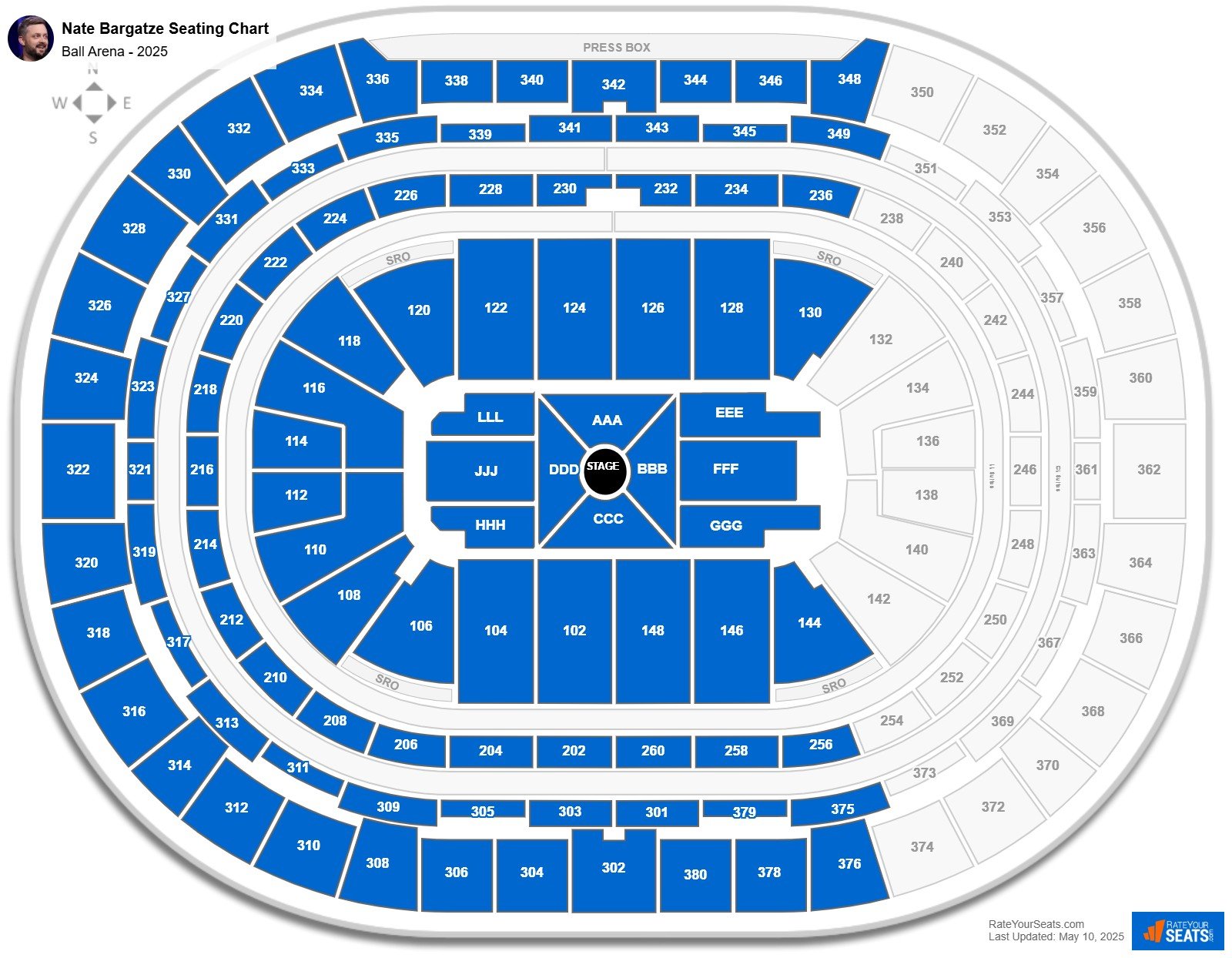 Nate Bargatze seating chart Ball Arena