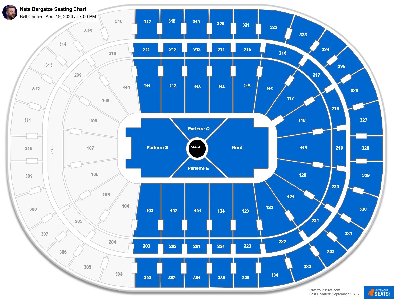 Nate Bargatze seating chart Bell Centre