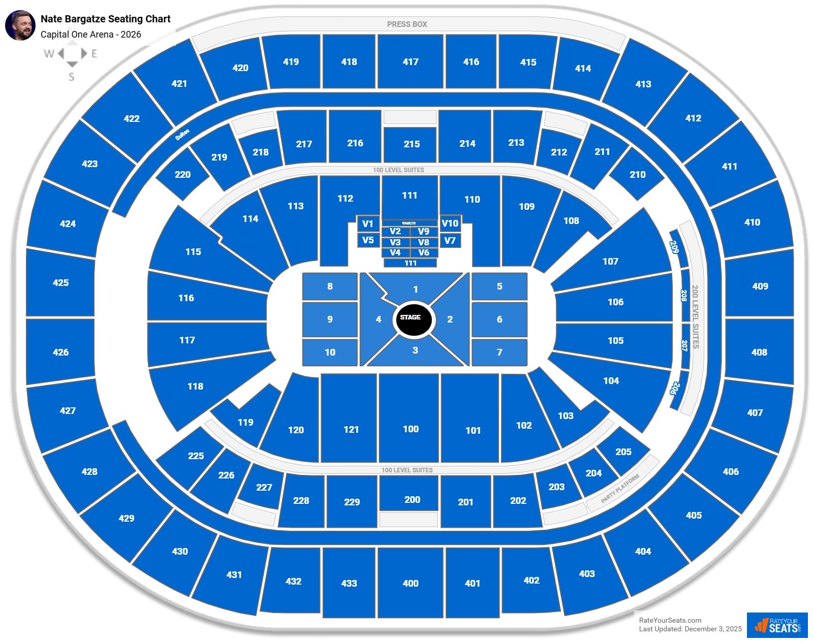 Nate Bargatze seating chart Capital One Arena