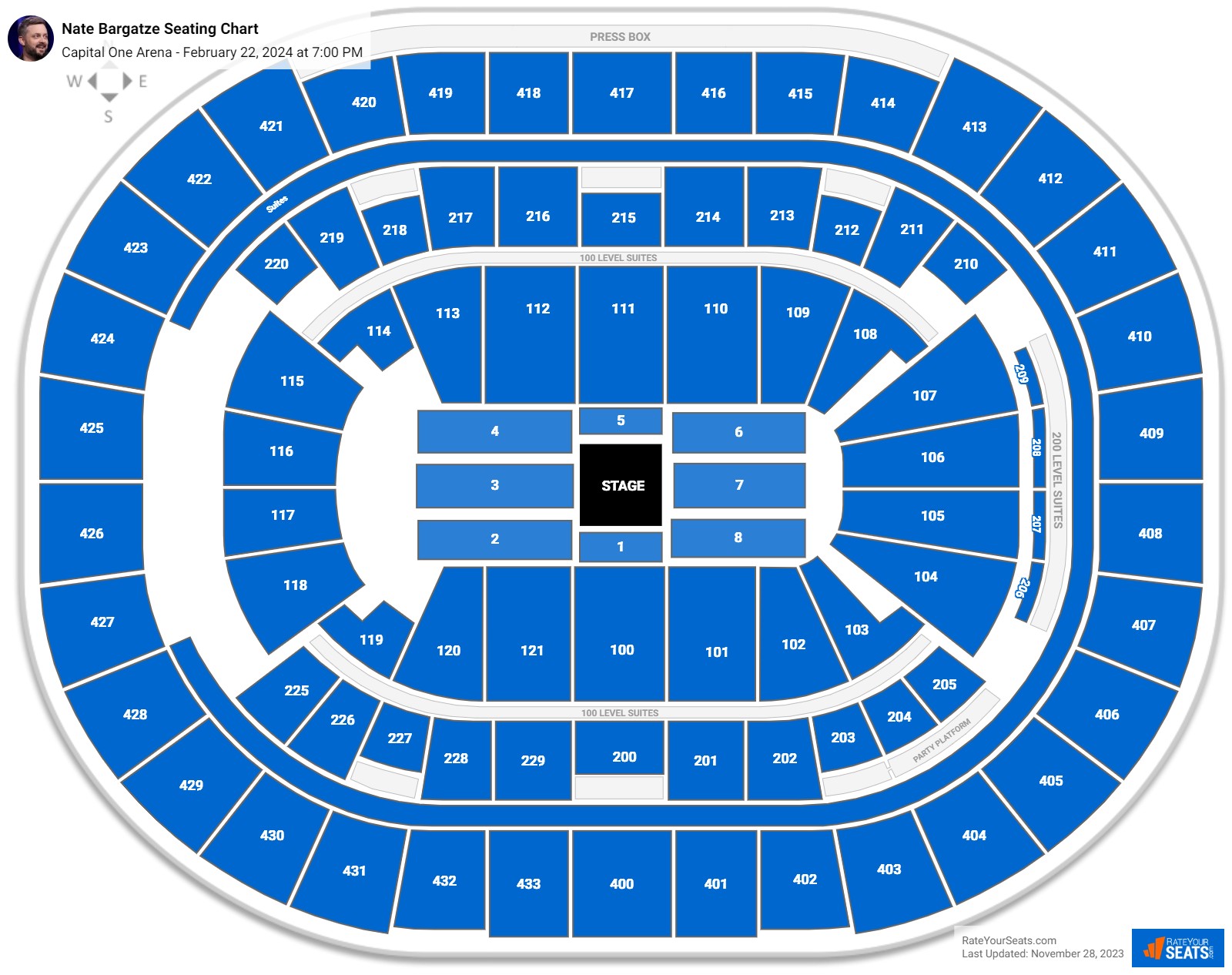Nate Bargatze seating chart Capital One Arena