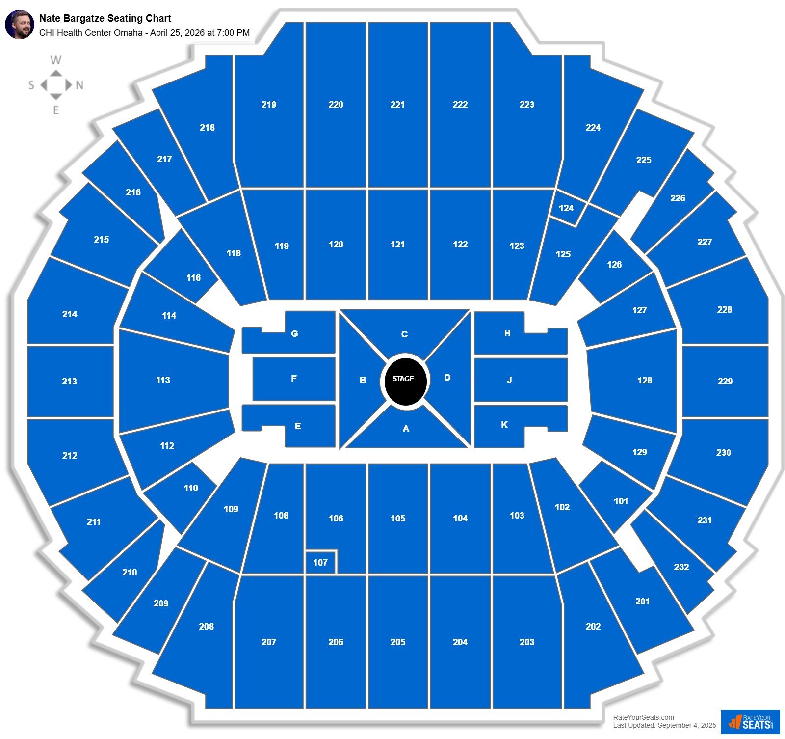 Nate Bargatze seating chart CHI Health Center Omaha