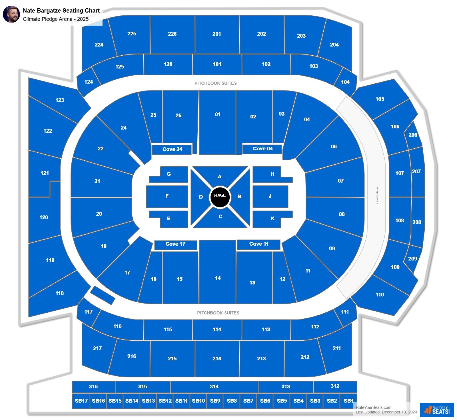 Nate Bargatze seating chart Climate Pledge Arena