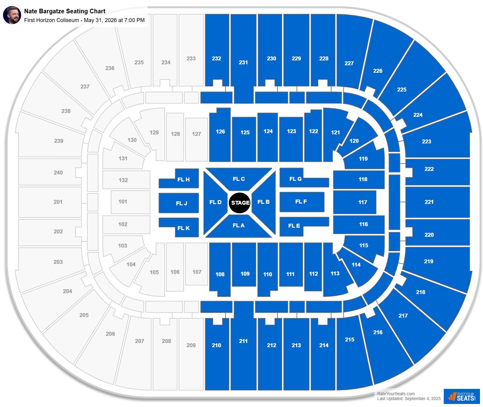 Nate Bargatze seating chart First Horizon Coliseum