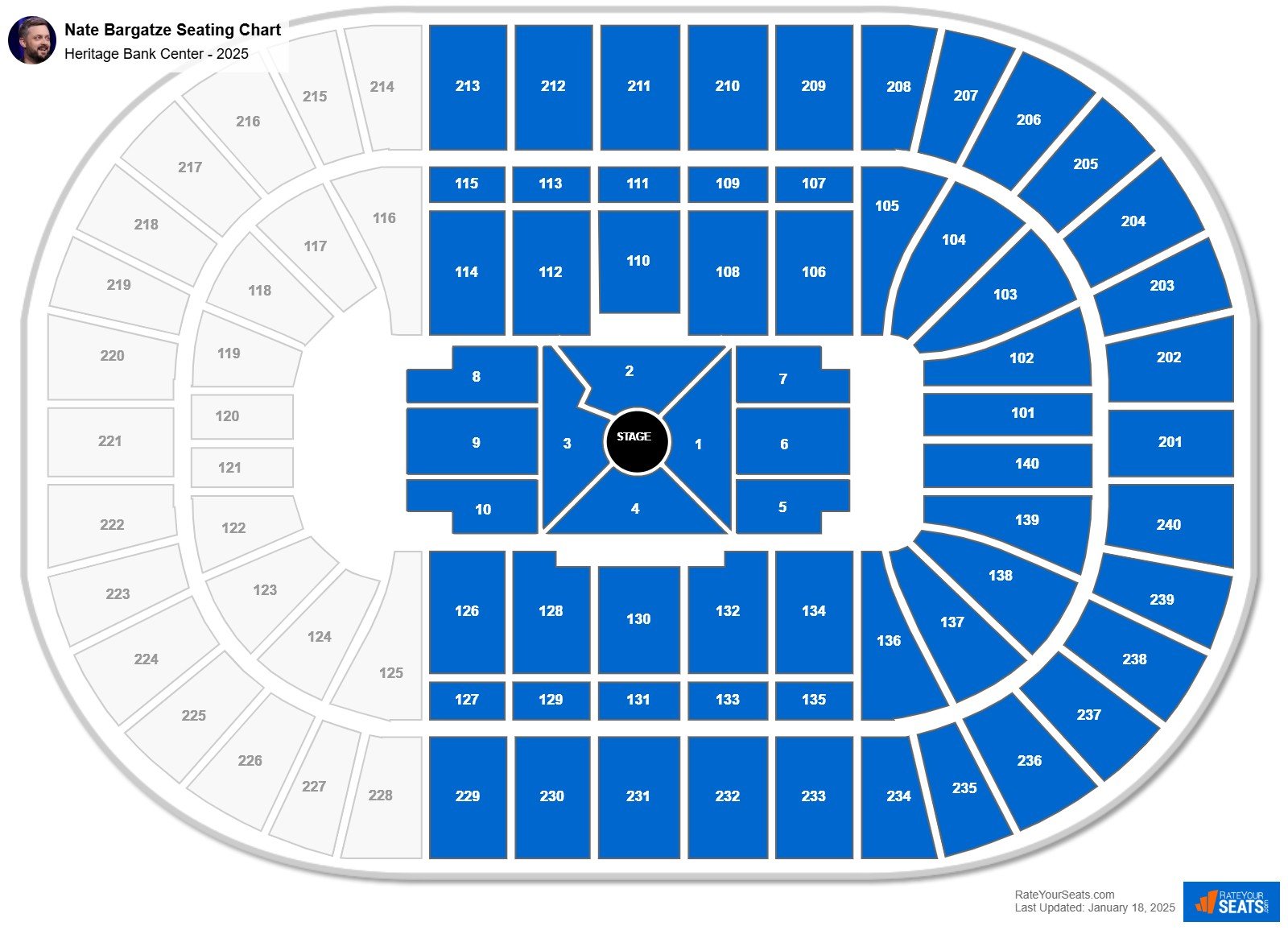 Nate Bargatze seating chart Heritage Bank Center