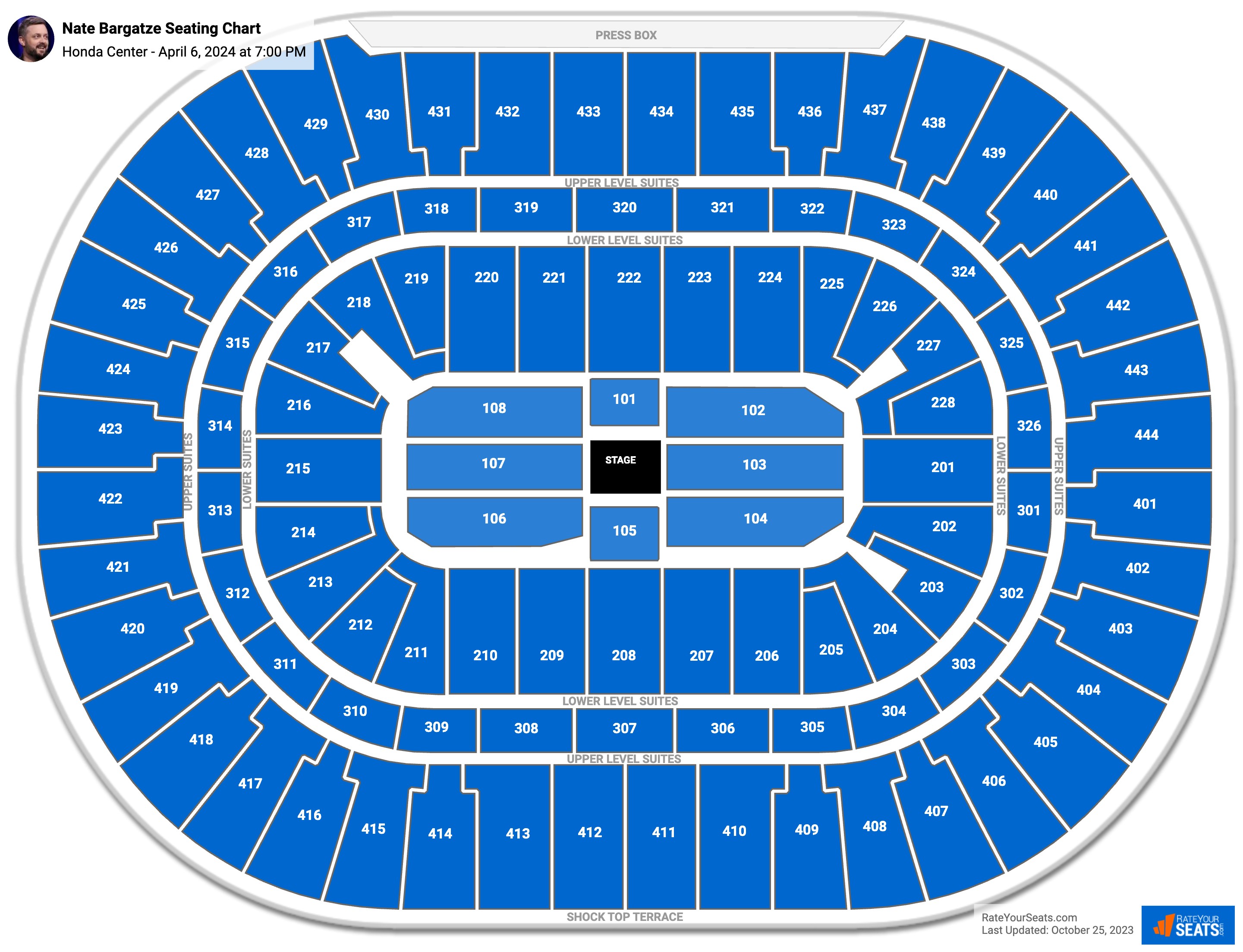 Nate Bargatze seating chart Honda Center