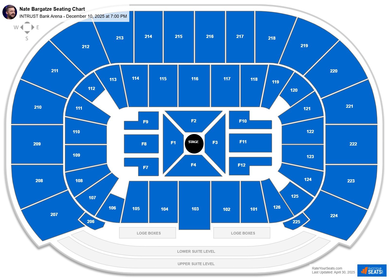 Nate Bargatze seating chart INTRUST Bank Arena