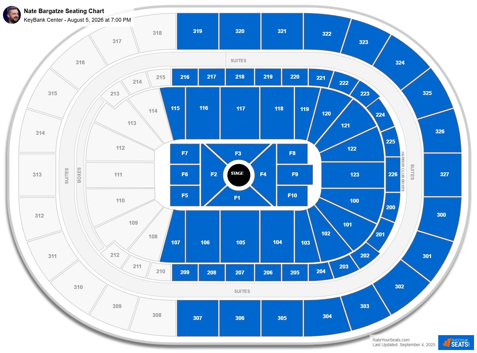 Nate Bargatze seating chart KeyBank Center