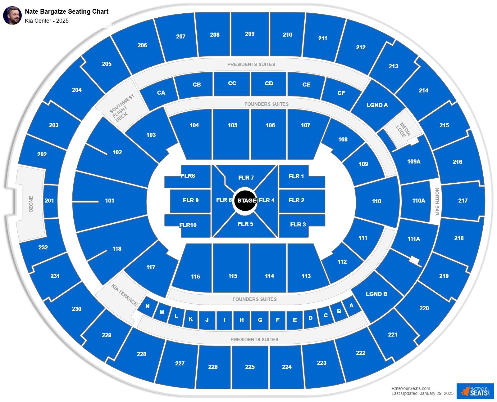 Nate Bargatze seating chart Kia Center