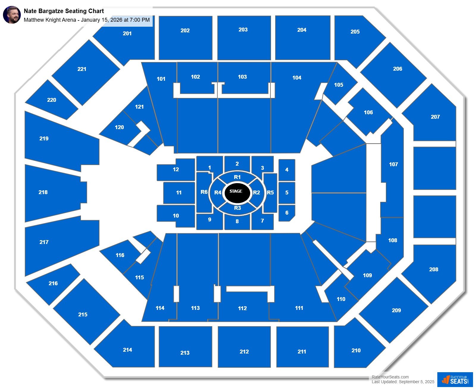 Nate Bargatze seating chart Matthew Knight Arena
