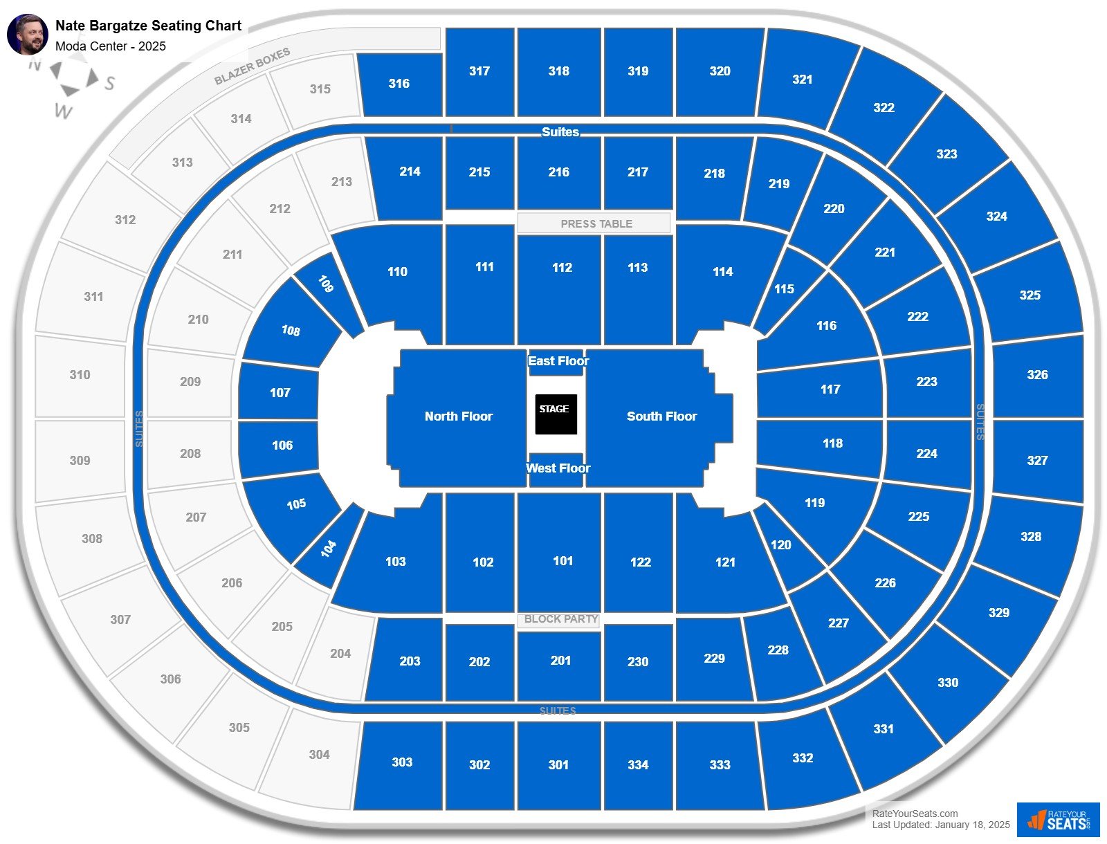 Nate Bargatze seating chart Moda Center