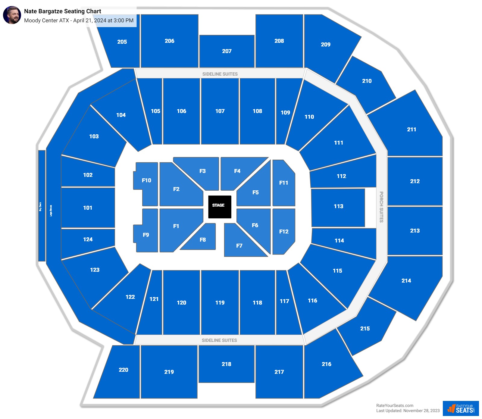Nate Bargatze seating chart Moody Center ATX