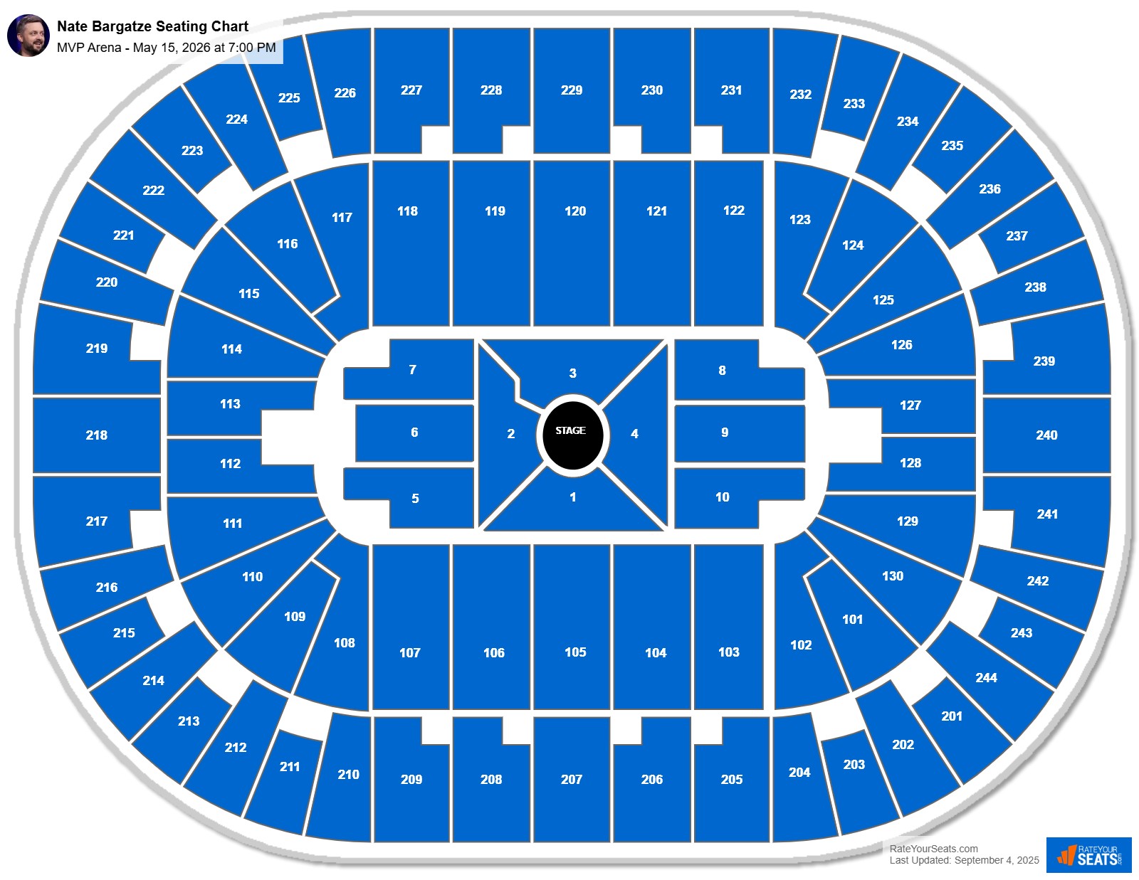 Nate Bargatze seating chart MVP Arena
