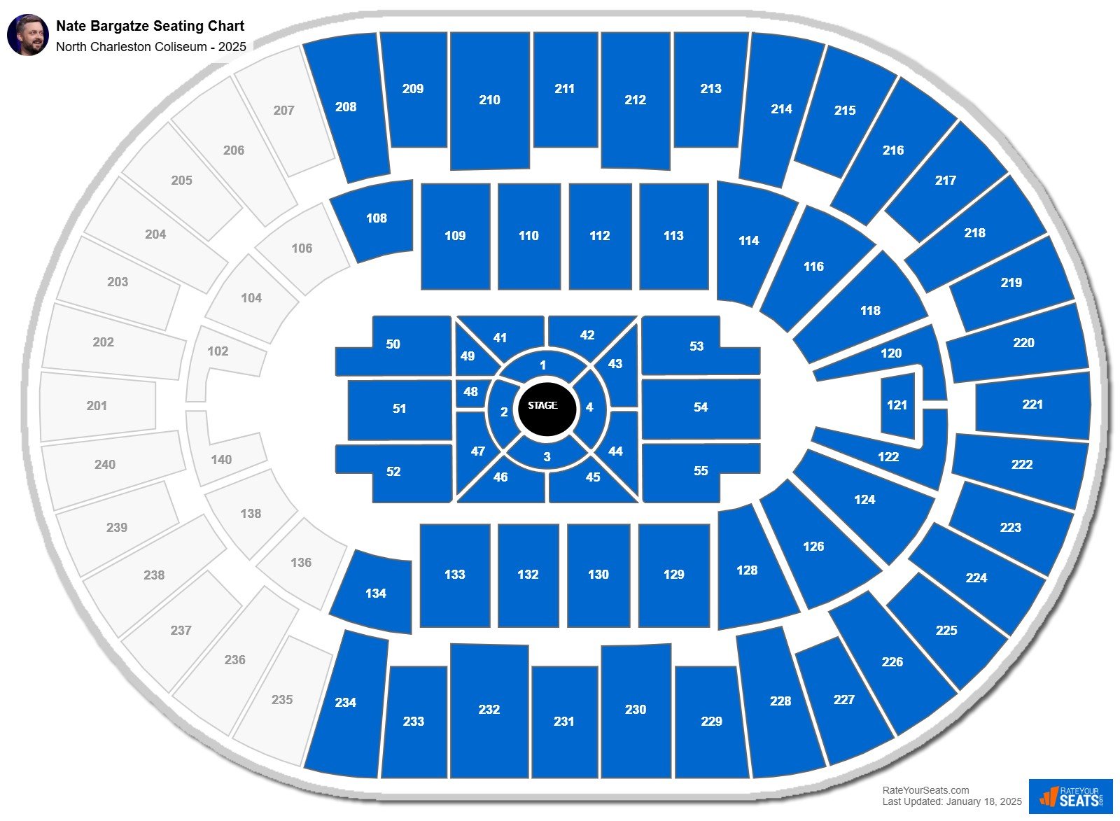 Nate Bargatze seating chart North Charleston Coliseum