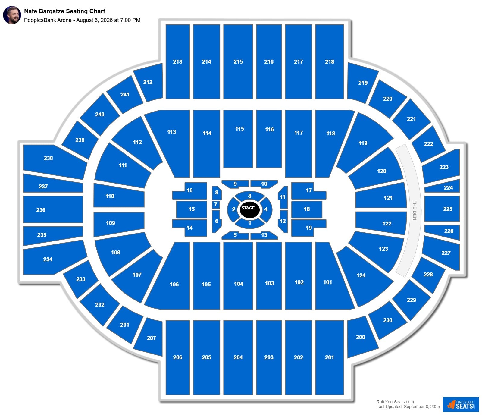 Nate Bargatze seating chart PeoplesBank Arena
