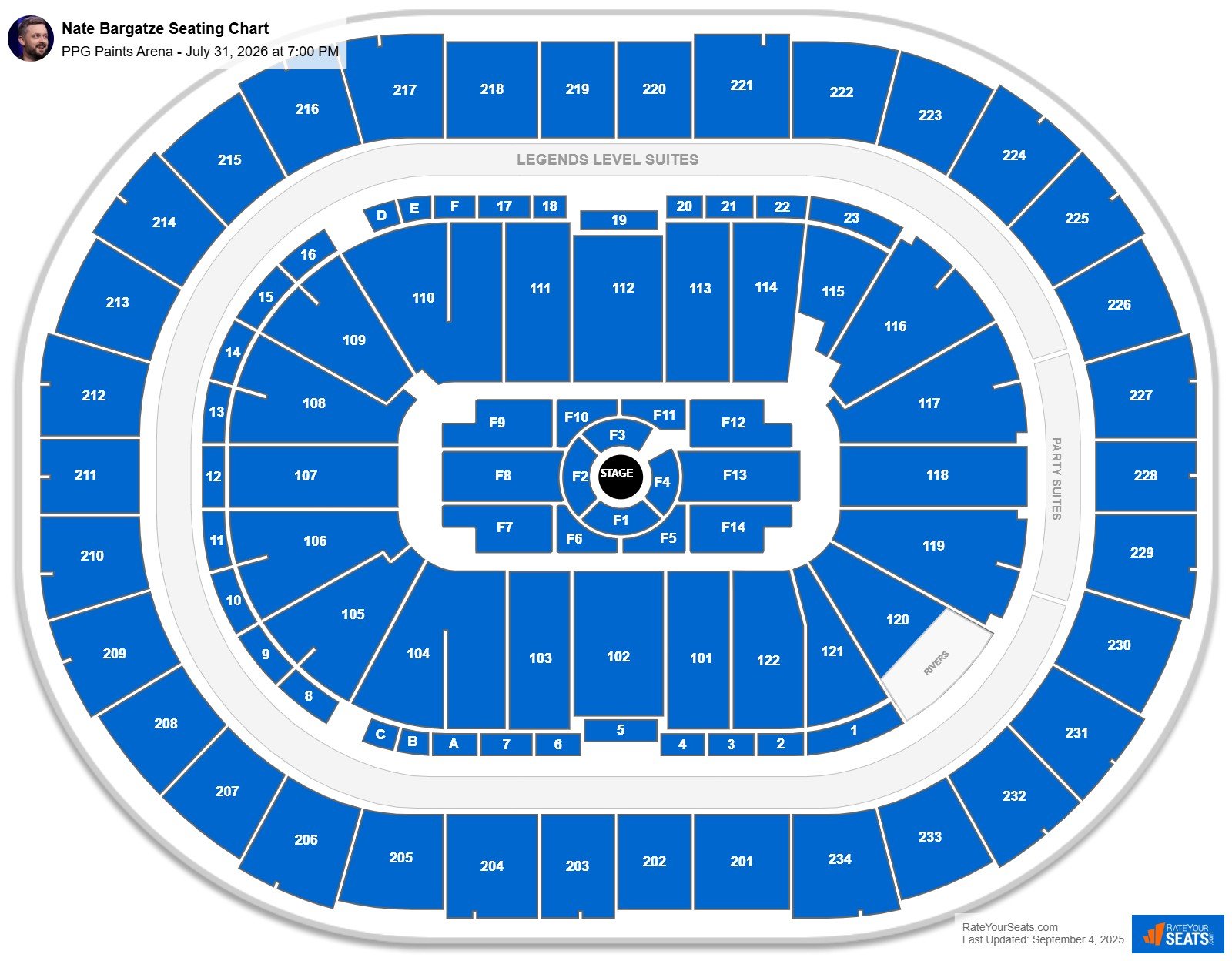 Nate Bargatze seating chart PPG Paints Arena
