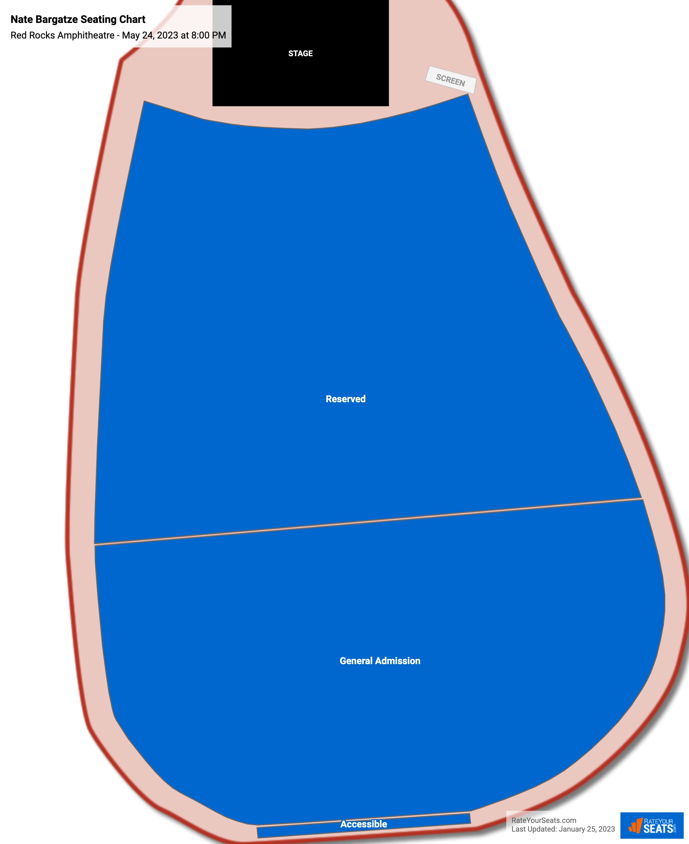 Nate Bargatze seating chart Red Rocks Amphitheatre