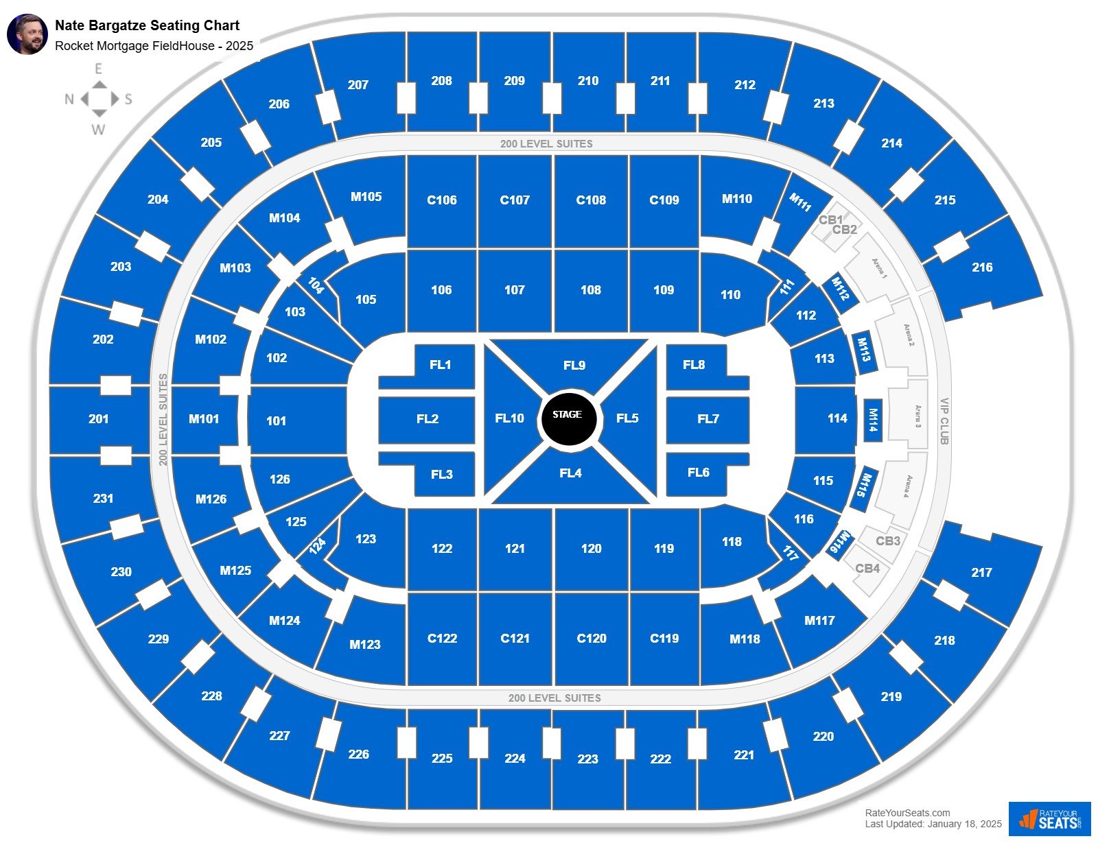 Nate Bargatze seating chart Rocket Arena