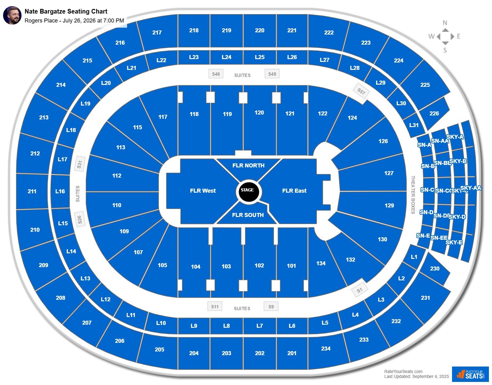 Nate Bargatze seating chart Rogers Place