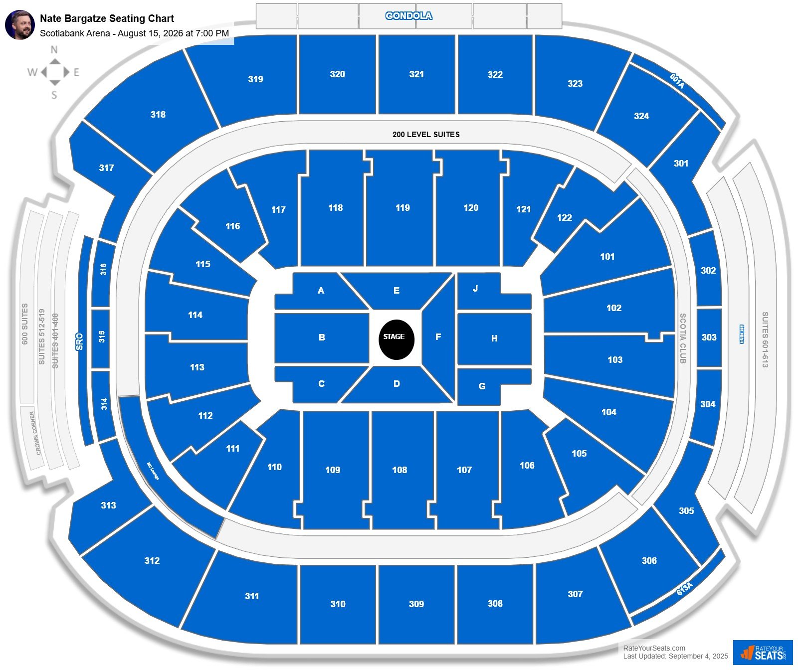 Nate Bargatze seating chart Scotiabank Arena