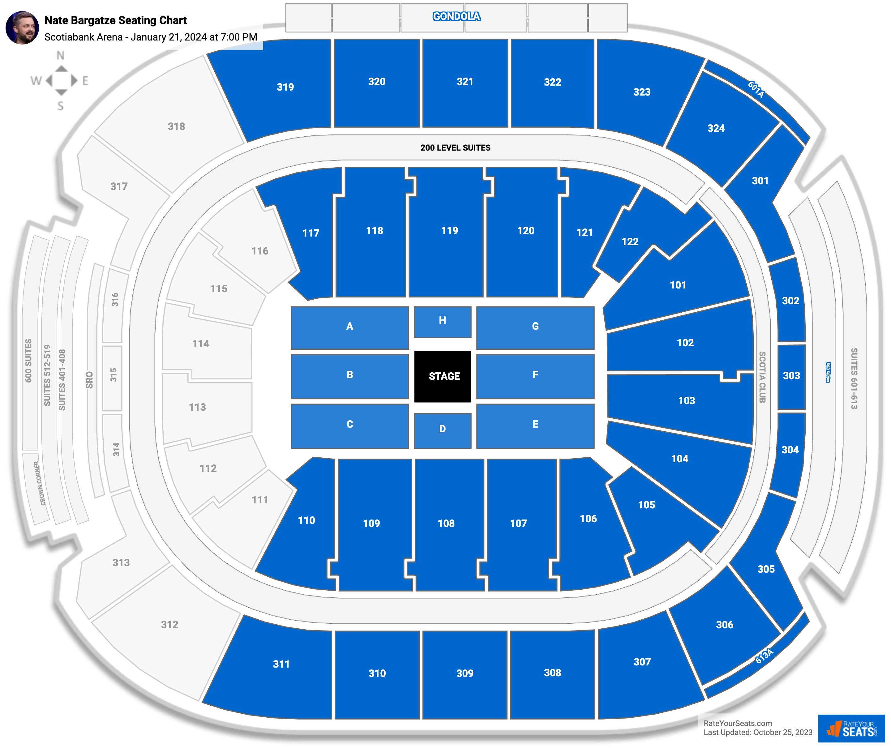 Nate Bargatze seating chart Scotiabank Arena