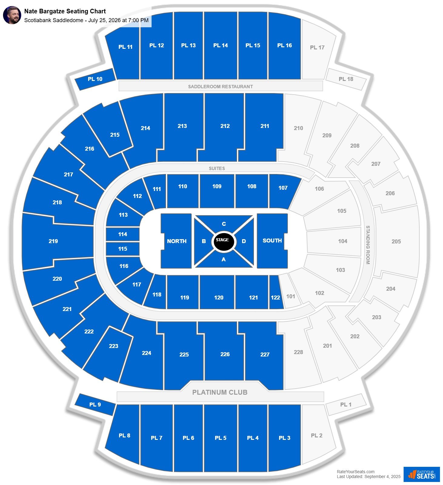 Nate Bargatze seating chart Scotiabank Saddledome