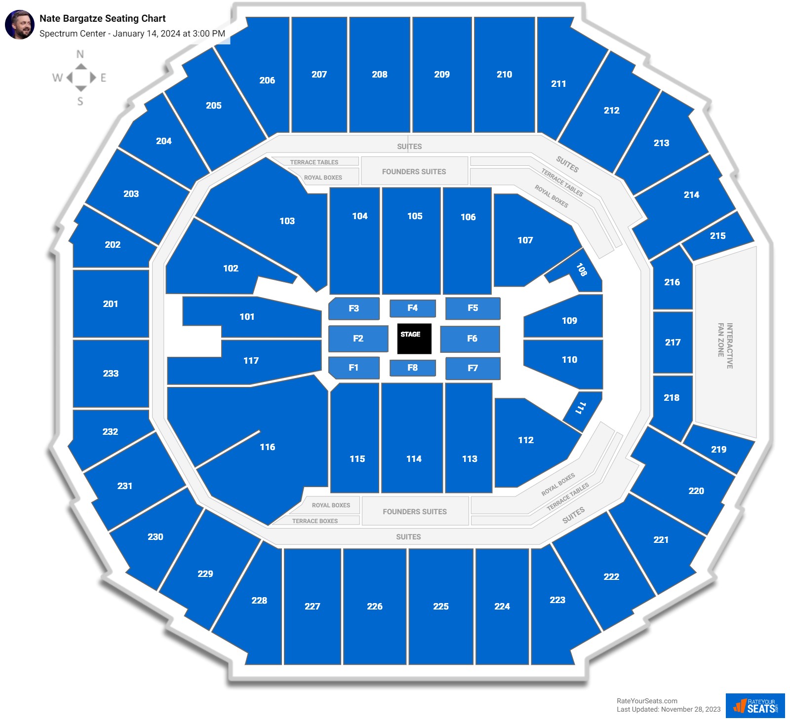 Nate Bargatze seating chart Spectrum Center