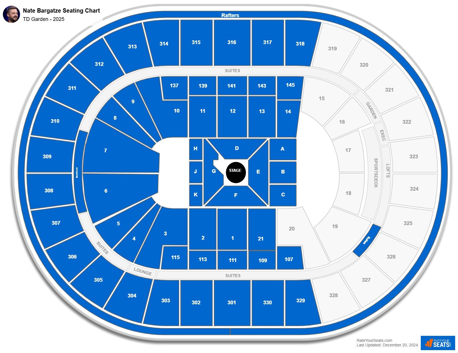 Nate Bargatze seating chart TD Garden