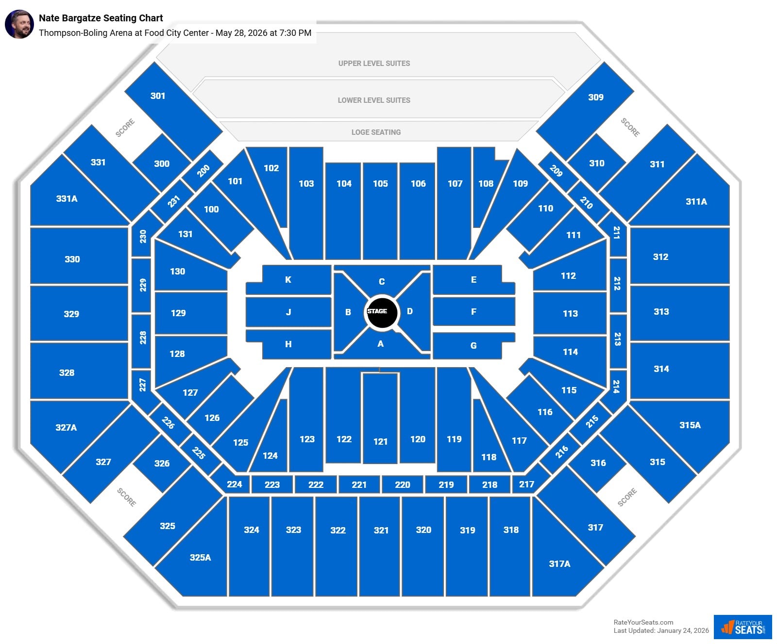Nate Bargatze seating chart Thompson-Boling Arena at Food City Center
