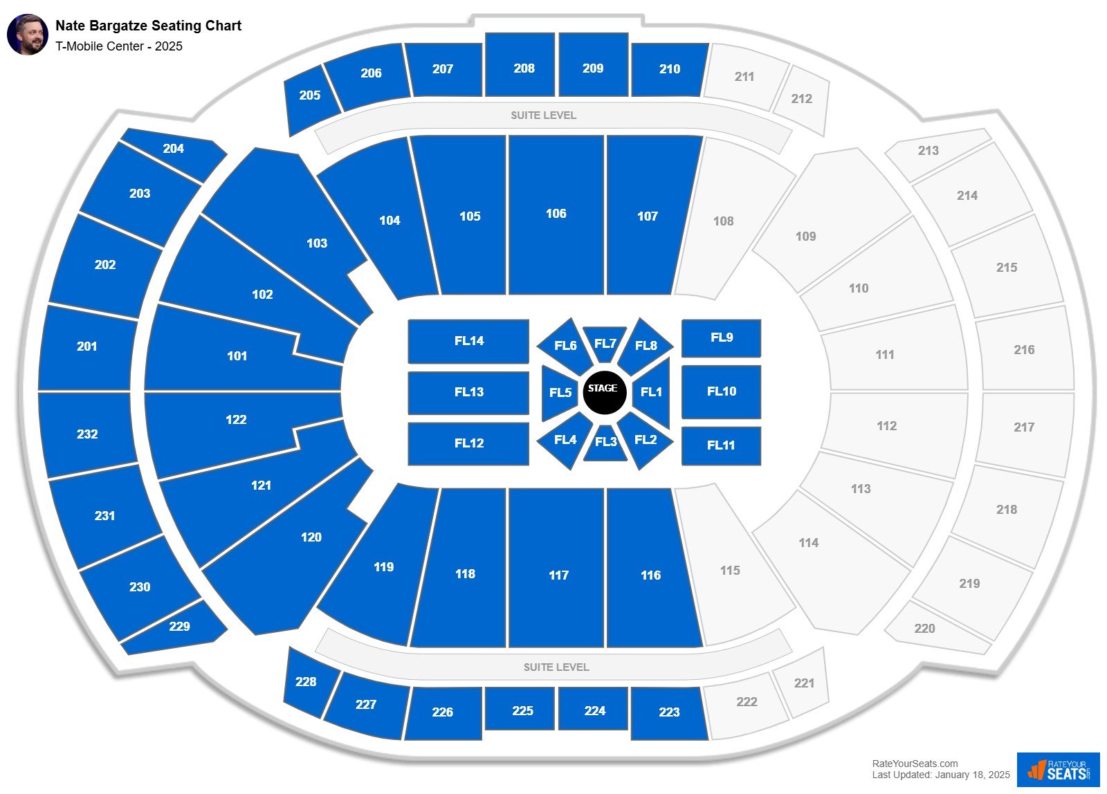 Nate Bargatze seating chart T-Mobile Center
