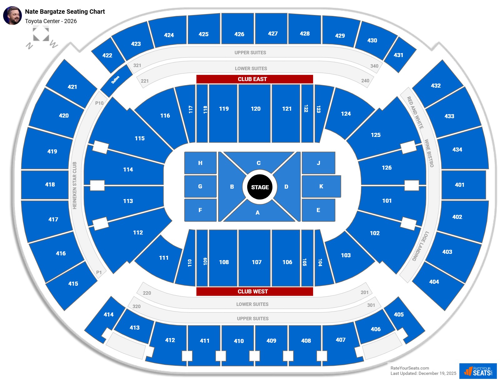 Nate Bargatze seating chart Toyota Center