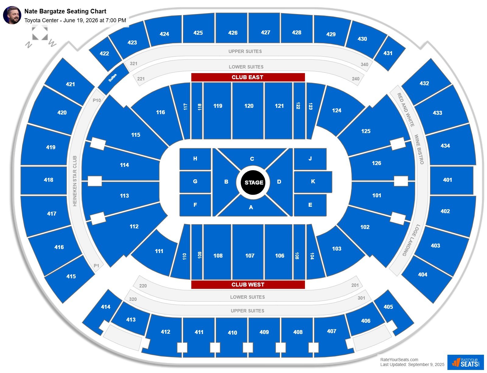 Nate Bargatze seating chart Toyota Center