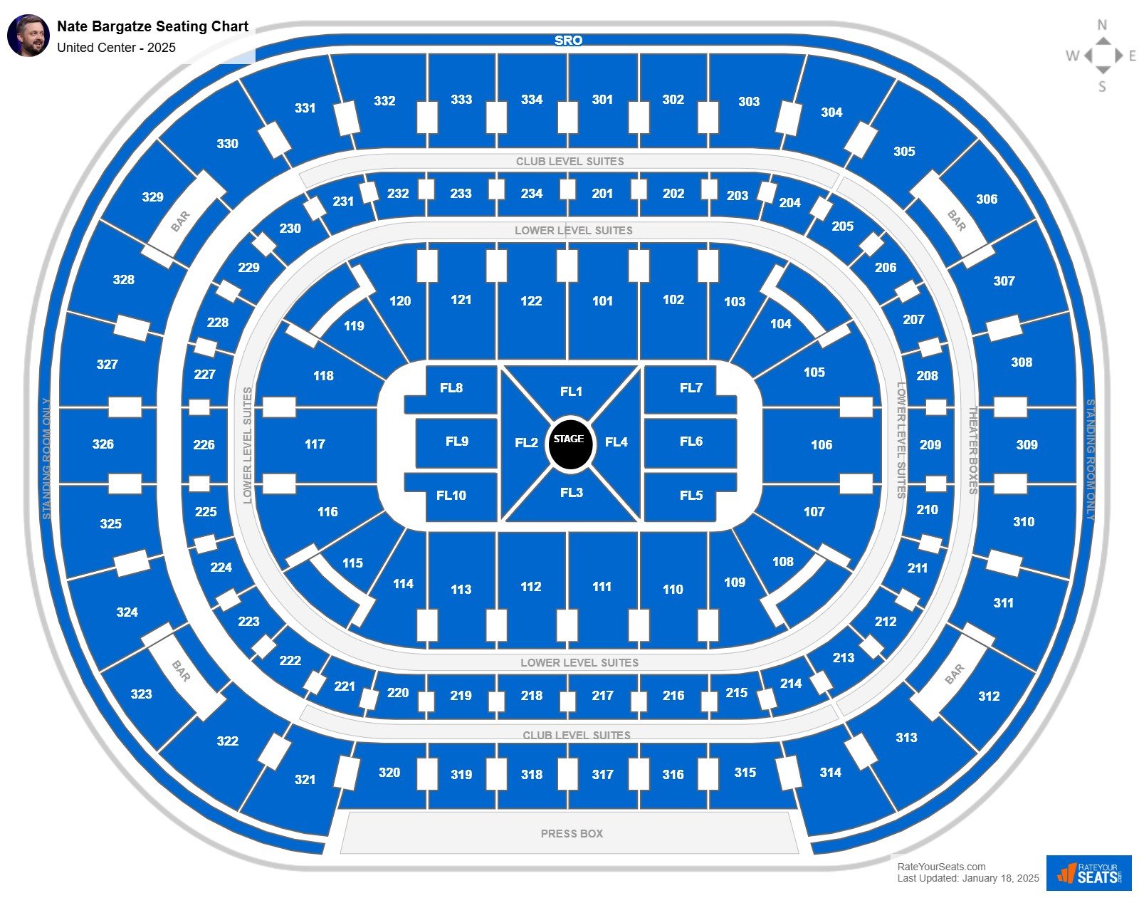 Nate Bargatze seating chart United Center
