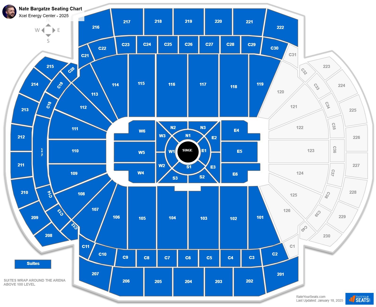Nate Bargatze seating chart Xcel Energy Center