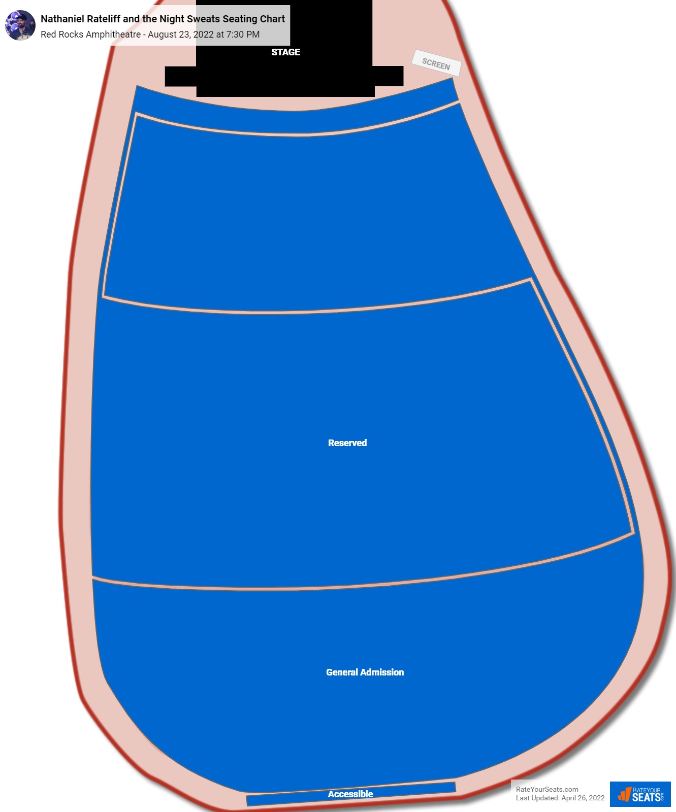 Nathaniel Rateliff and the Night Sweats seating chart Red Rocks Amphitheatre