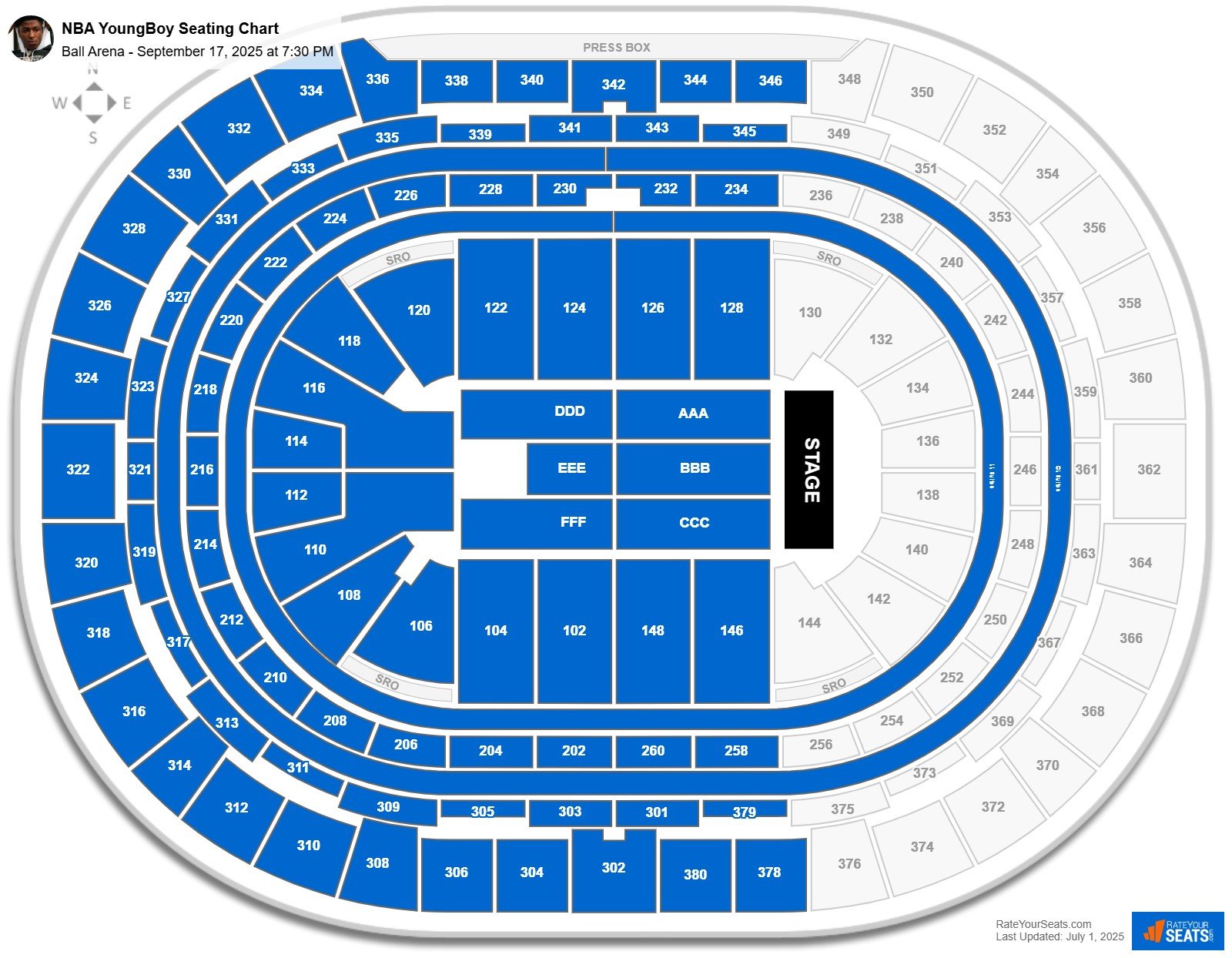 NBA YoungBoy seating chart Ball Arena