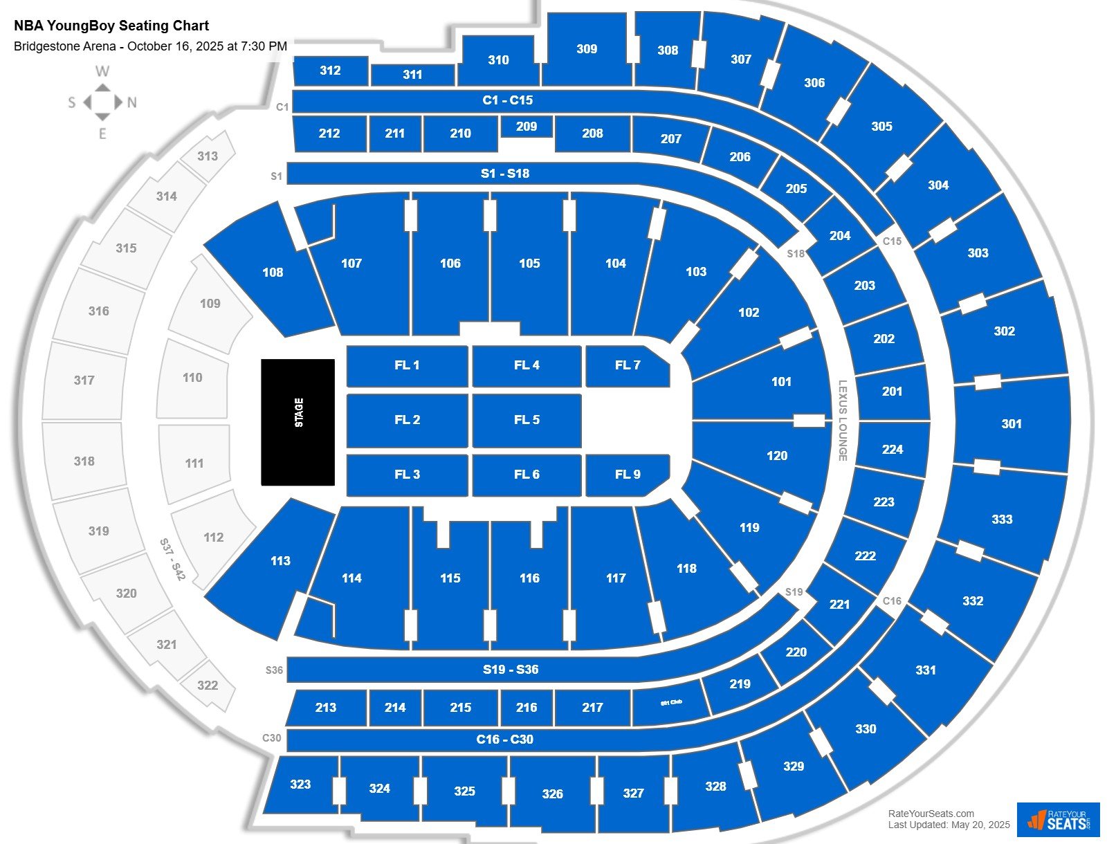 NBA YoungBoy seating chart Bridgestone Arena