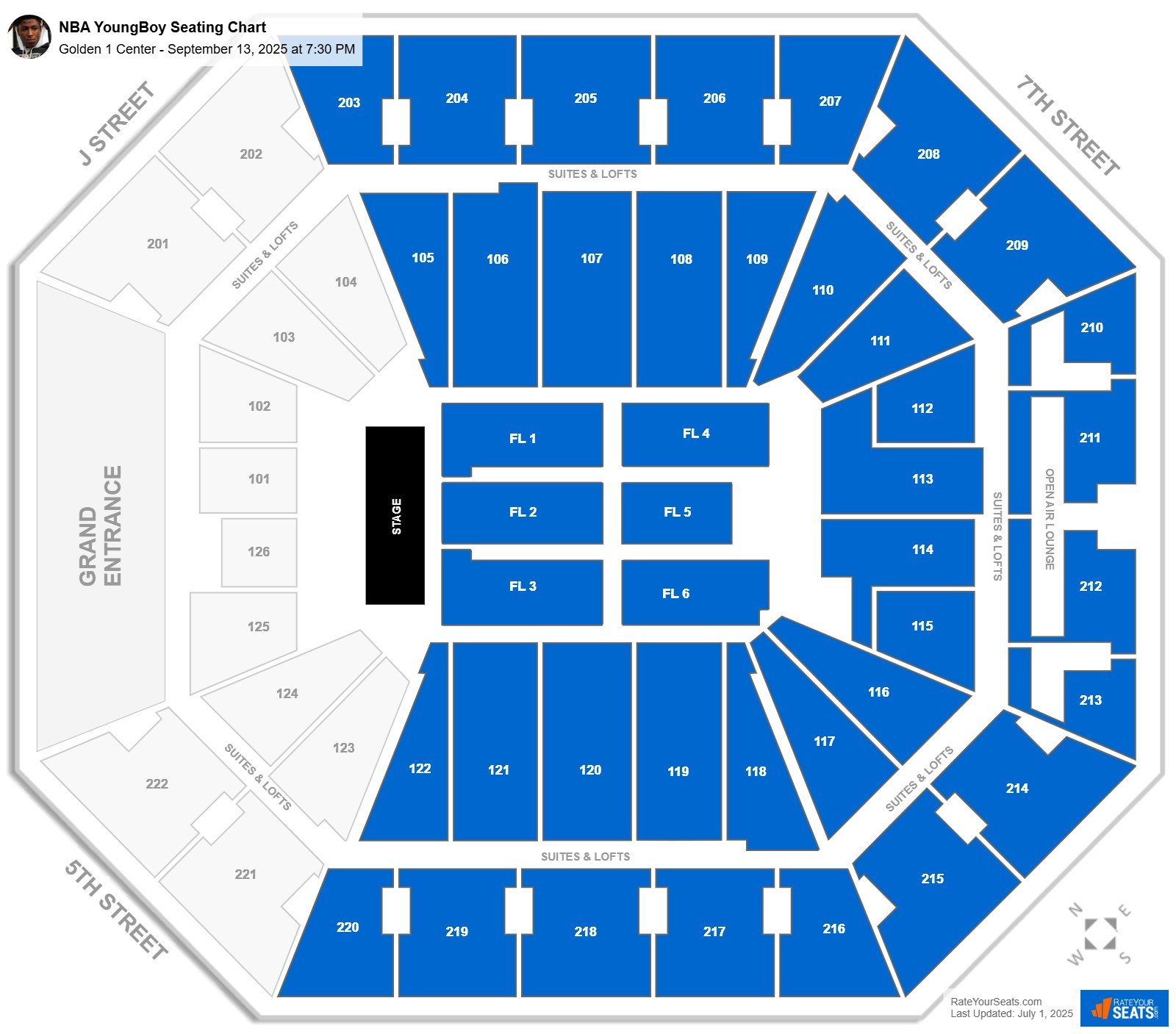 NBA YoungBoy seating chart Golden 1 Center