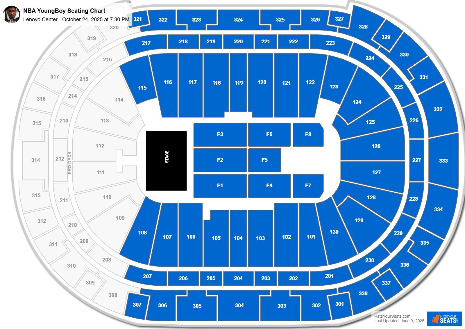 NBA YoungBoy seating chart Lenovo Center