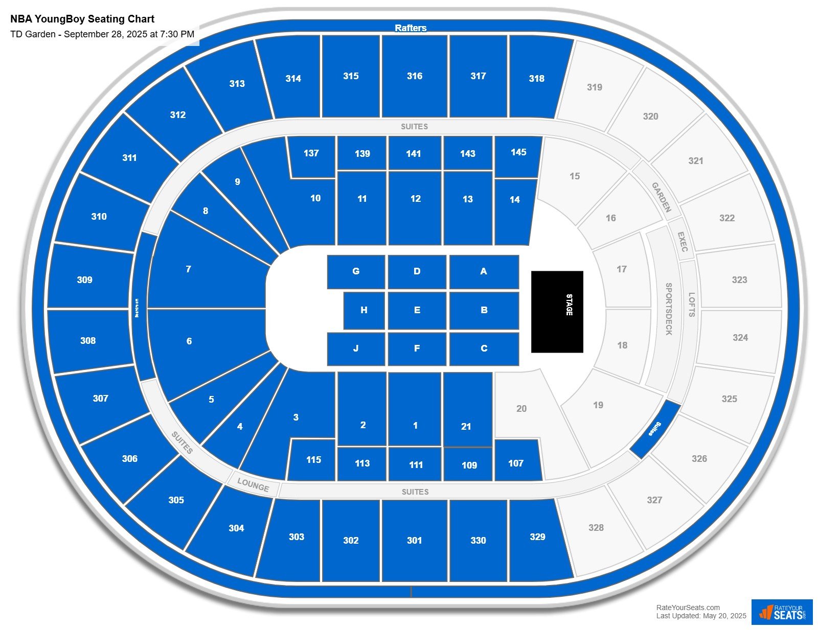 NBA YoungBoy seating chart TD Garden