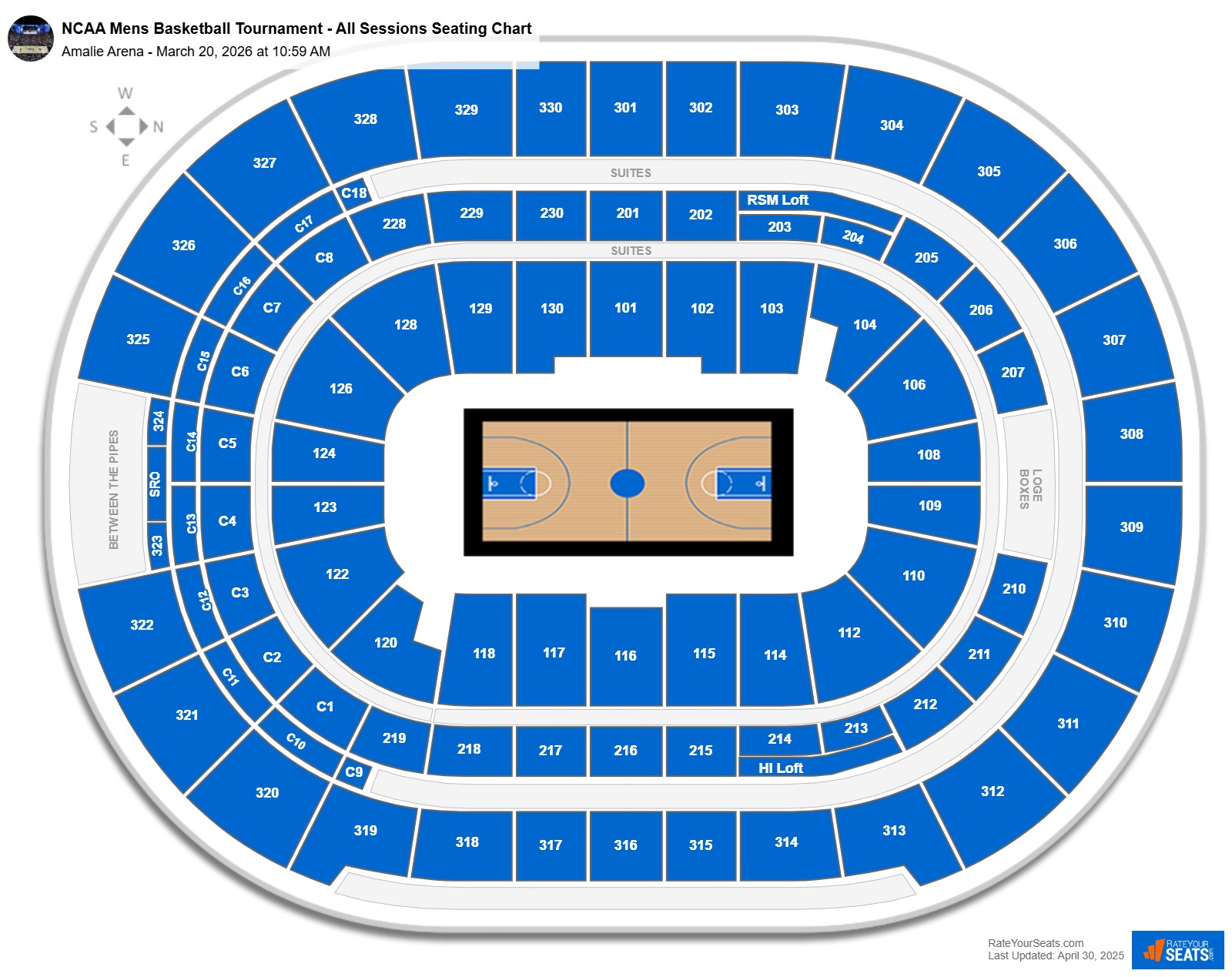 NCAA Mens Basketball Tournament - All Sessions seating chart Amalie Arena