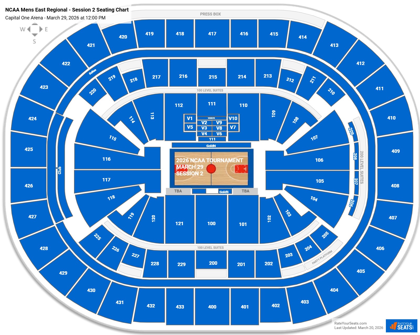 NCAA Mens East Regional - Session 2 seating chart Capital One Arena