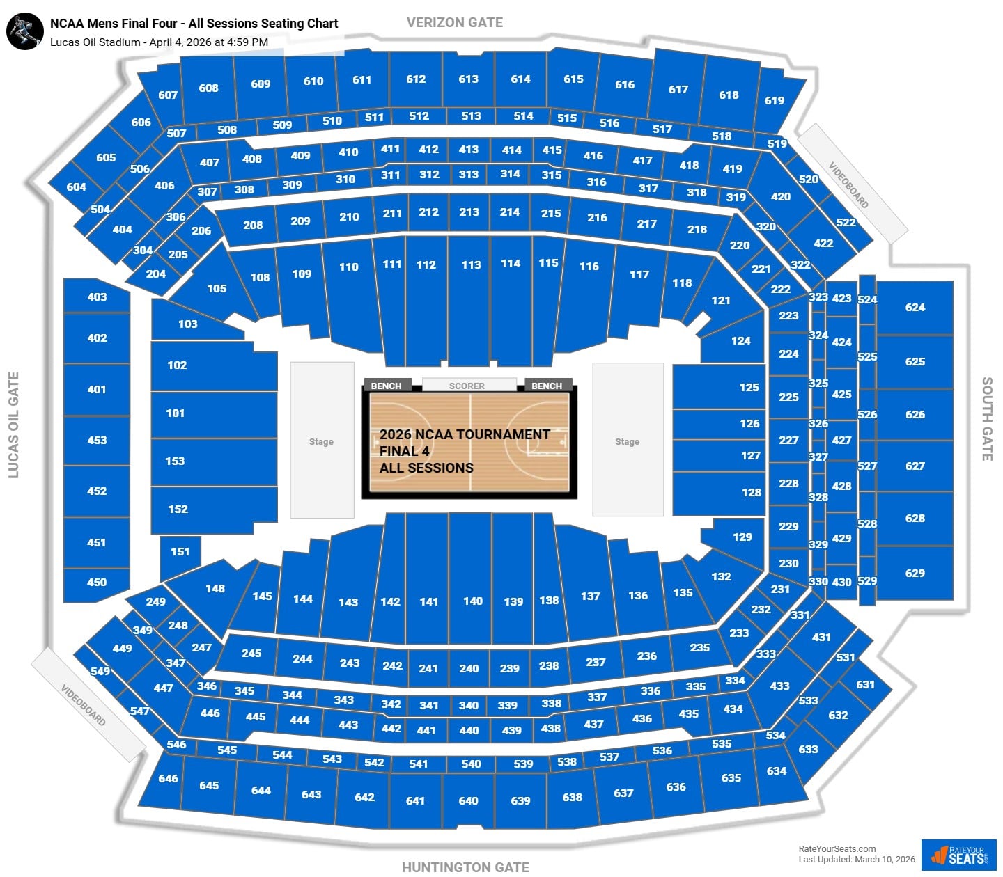 NCAA Mens Final Four - All Sessions seating chart Lucas Oil Stadium
