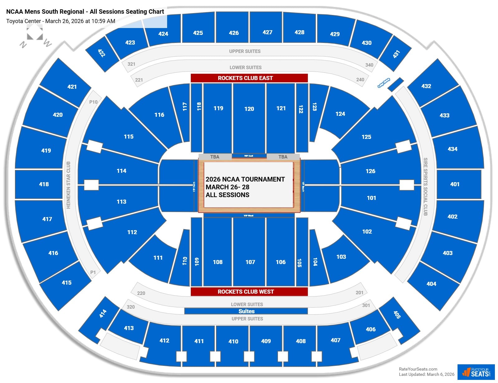 NCAA Mens South Regional - All Sessions seating chart Toyota Center