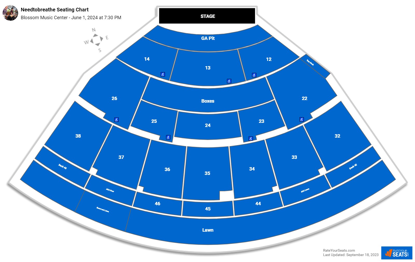 Needtobreathe seating chart Blossom Music Center