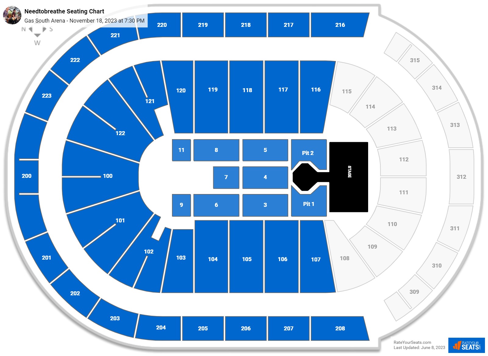 Needtobreathe seating chart Gas South Arena