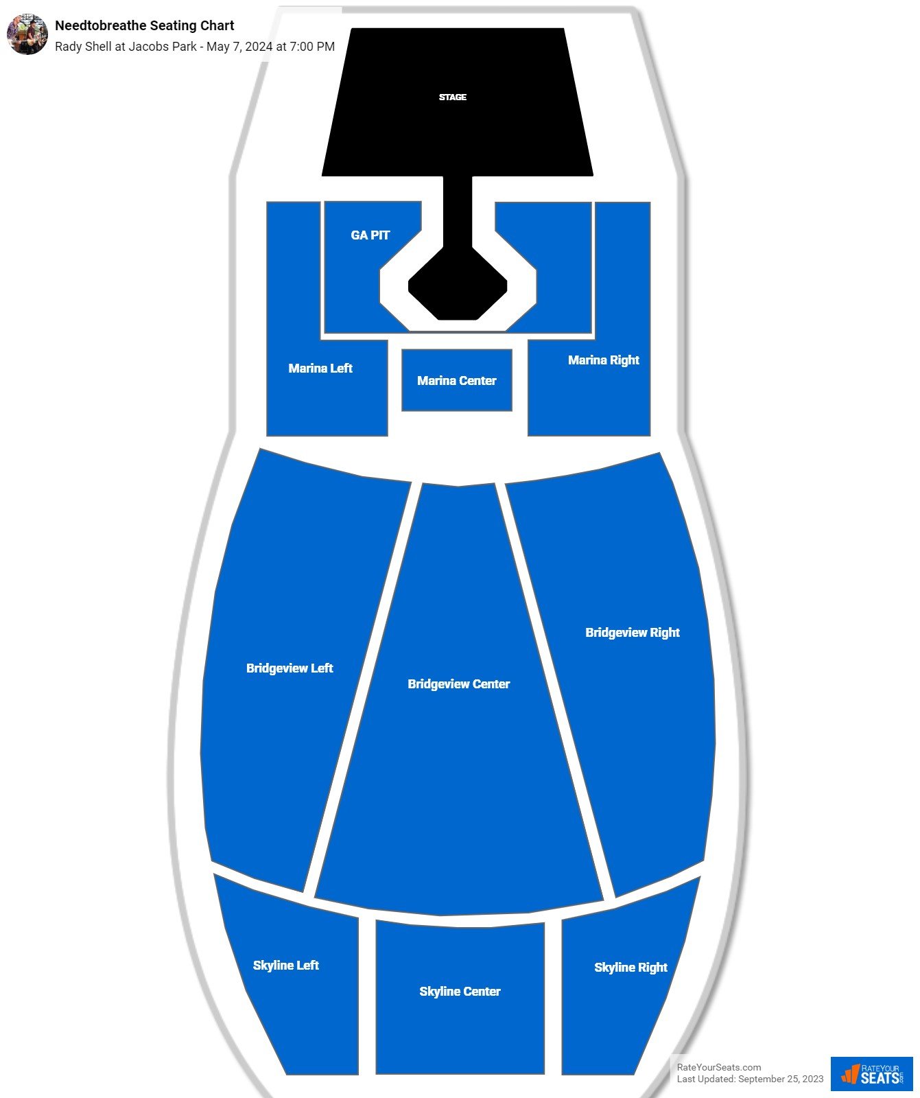 Needtobreathe seating chart Rady Shell at Jacobs Park
