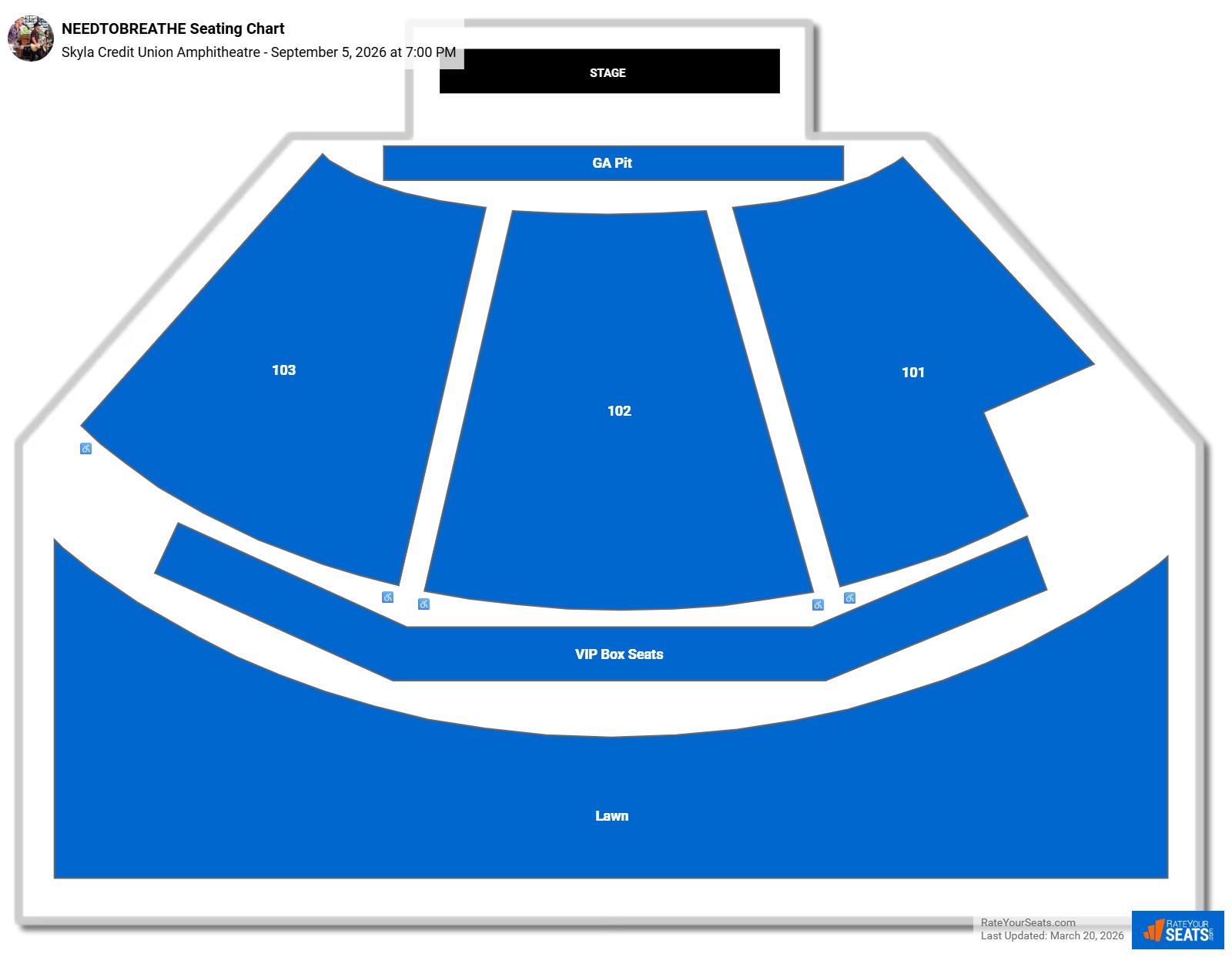 NEEDTOBREATHE seating chart Skyla Credit Union Amphitheatre