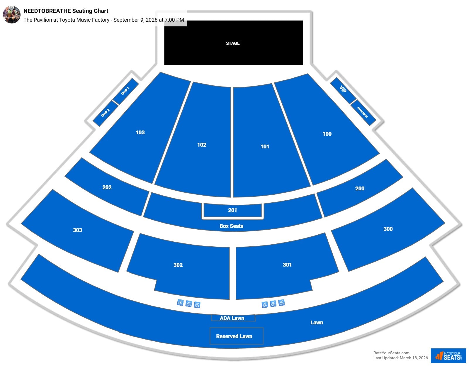 NEEDTOBREATHE seating chart The Pavilion at Toyota Music Factory