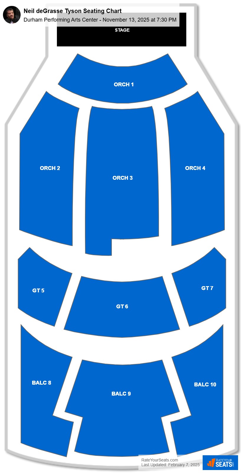 Neil deGrasse Tyson seating chart Durham Performing Arts Center